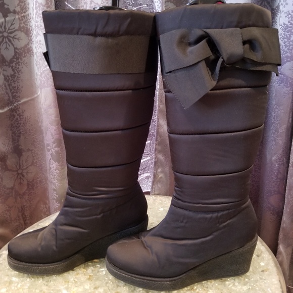 Kate Spade Cagney Bow Wedge Heel Snow Boots - Picture 1 of 4